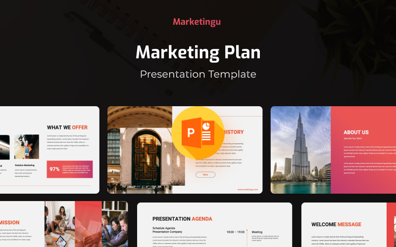 Marketingu – PowerPoint-presentationsmall för marknadsföringsplan
