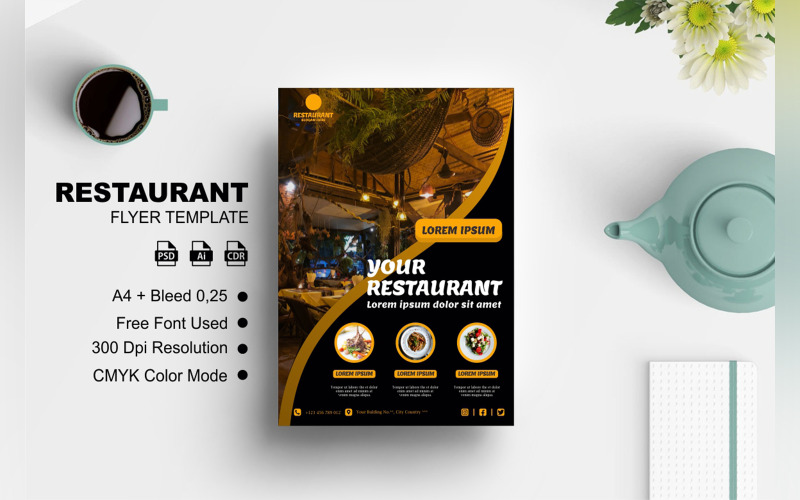 Modèle de conception de flyer de restaurant