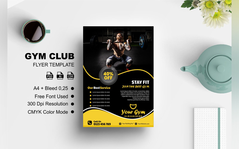 Plantilla para volante de gimnasio y club de fitness