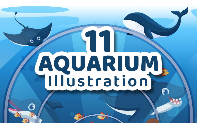 11 Illustrazione piatta dell'acquario