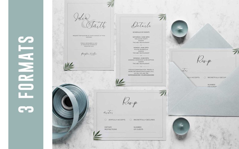 Modello di biglietto d'invito per matrimoni