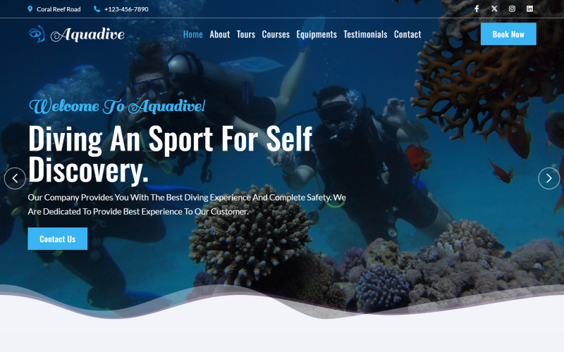 Aquadive - Scuba Diving Center HTML5 Landing Page Template