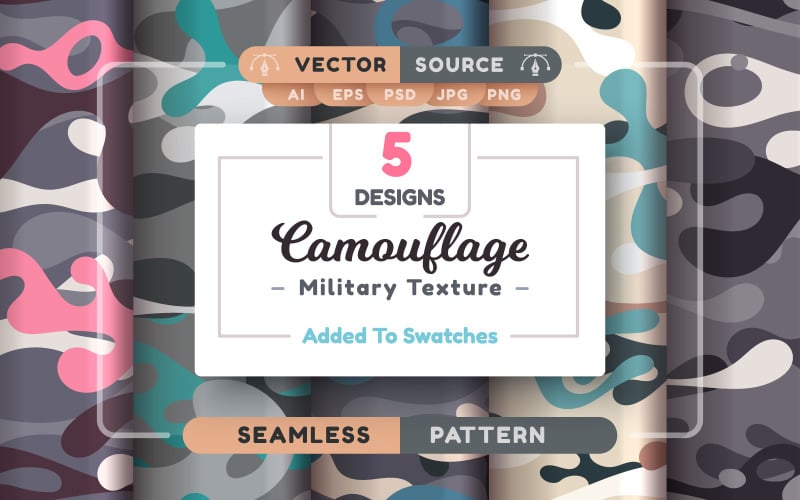 Set of Seamless Camouflage Patterns, Vectors