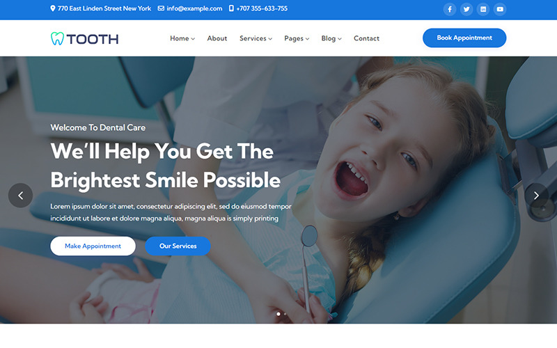 Dente - Modelo HTML de Dentista e Assistência Odontológica