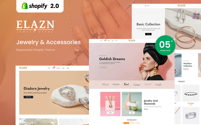 Elazn - Smycken och tillbehör Responsivt Shopify-tema