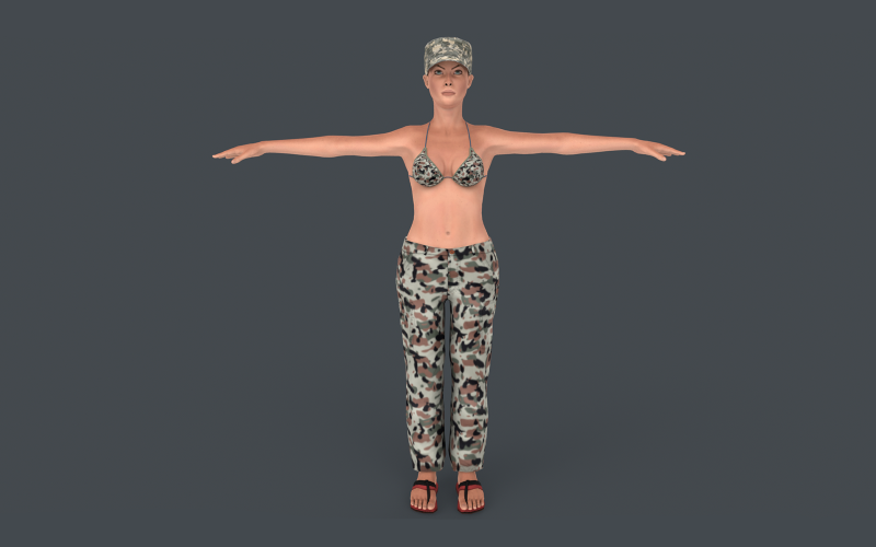Commander Anita Charakter Low-Poly-3D-Modell