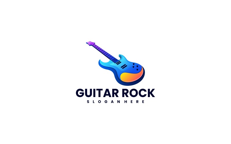 Gitar Gradyan Renkli Logo Tarzı