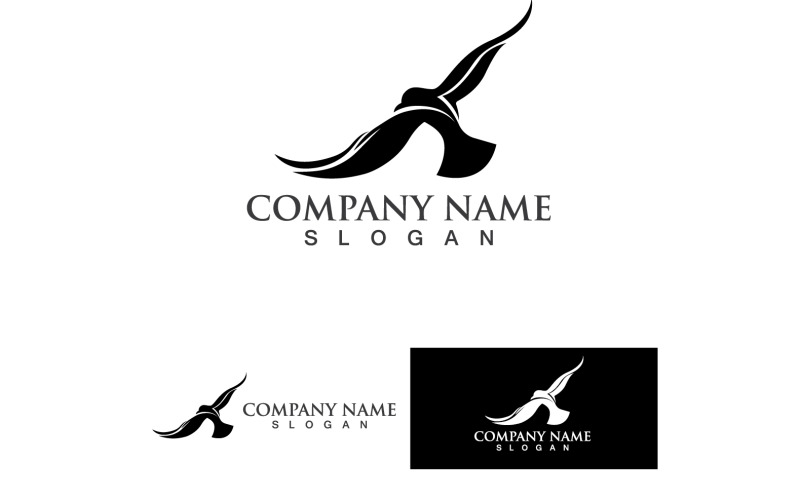 Modèle de logo de silhouette d'oiseau volant V9