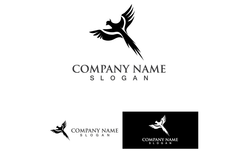 Шаблон логотипа силуэта летящей птицы V4