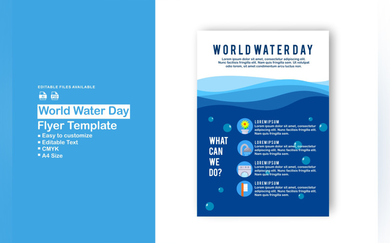 Word Water Day szórólap sablon