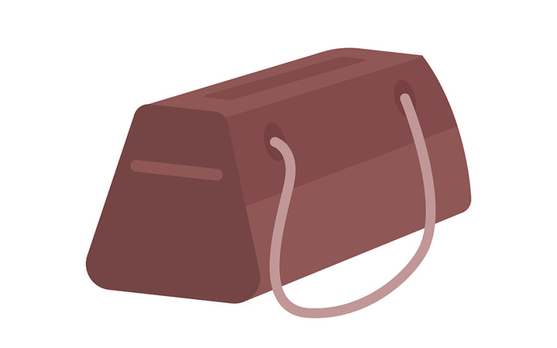 Bolsa de bagagem de couro objeto vetorial de cor semi plana