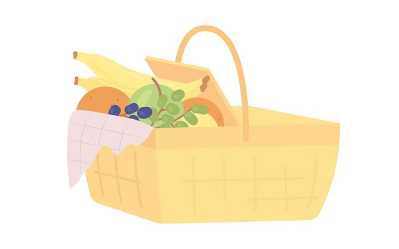 Picknickmand semi-egale kleur vector-object