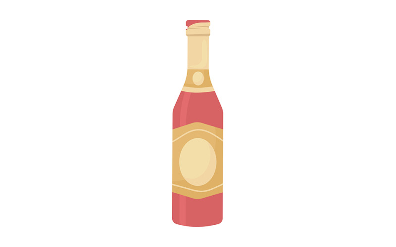 Botella de champán objeto de vector de color semi plano
