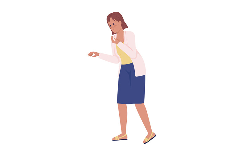 Carácter vectorial de color semiplano de mujer triste