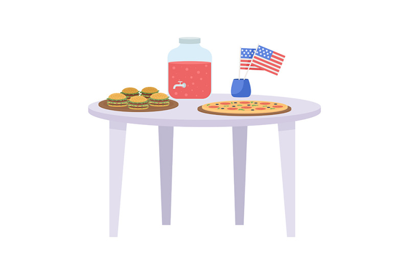 Festlig styrelse med amerikanska flaggan semi platt färg vektorobjekt