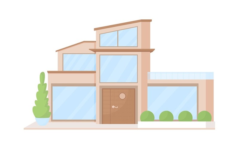 Luxe villa met groene plantages semi-egale kleur vector-object