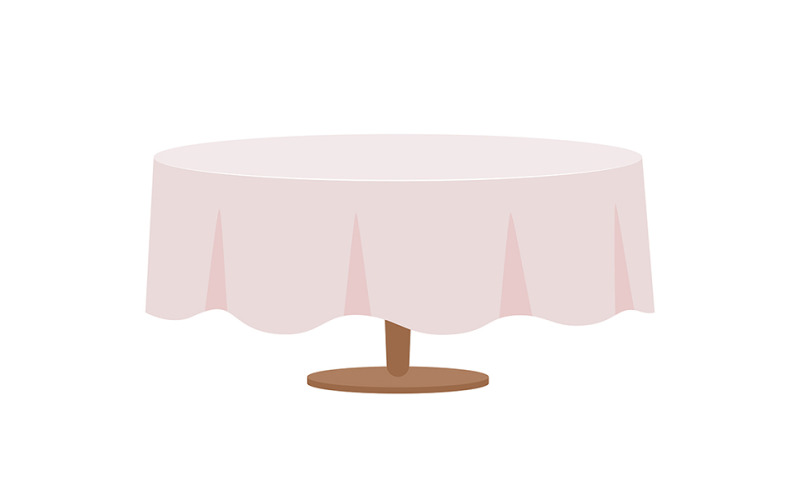 Table avec nappe blanche objet vectoriel de couleur semi-plat