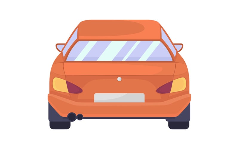 Vue arrière de la voiture objet vectoriel de couleur semi-plat