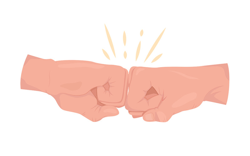 Aprobación gesto de mano de vector de color semi plano