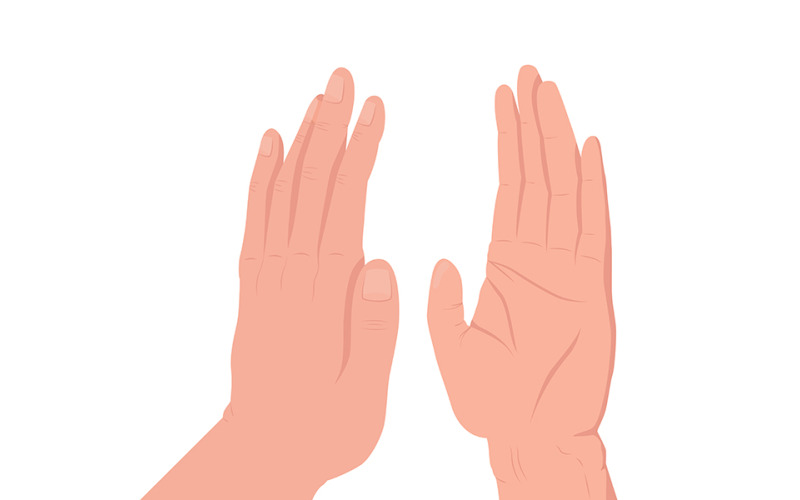 Até cinco gestos de mão de vetor de cores semi planas