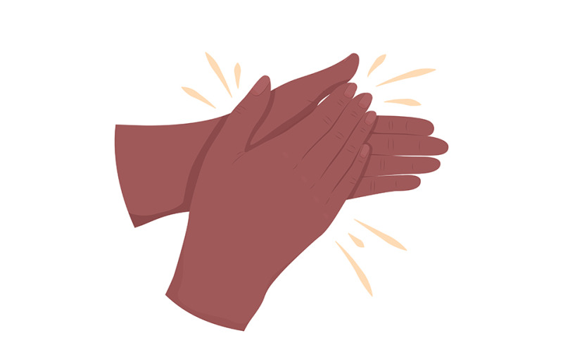 Clapping semi flat color vector hand gesture