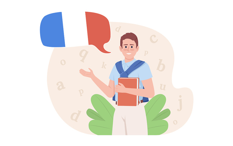 Francia 2D-s vektoros elszigetelt illusztráció tanítása