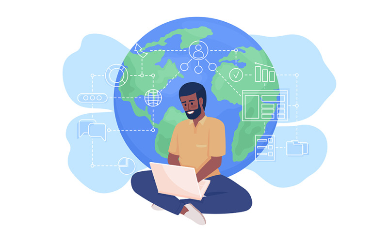 Freelancer 2D vector geïsoleerde illustratie