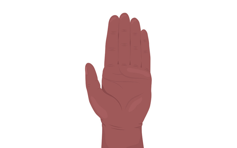 Geste de la main de vecteur de couleur semi-plat à la main
