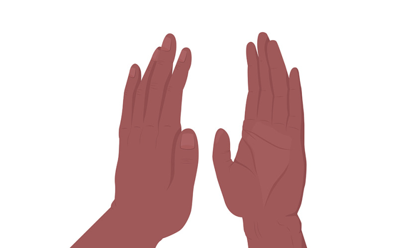 Gesto de mano de vector de color semi plano alto cinco