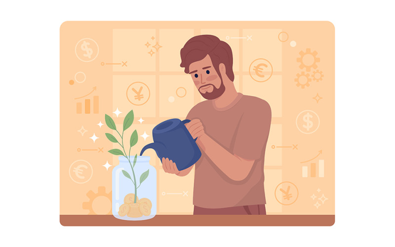 Investeringar 2D vektor isolerad illustration