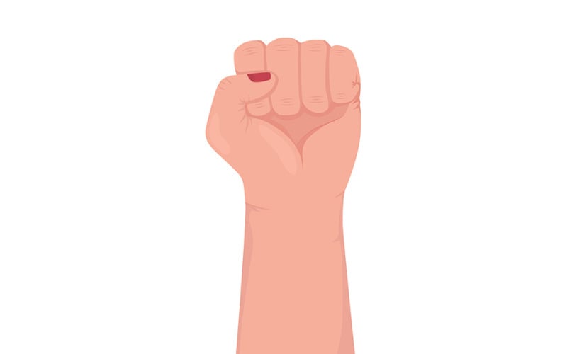 Feminist protest semi flat color vector hand gesture