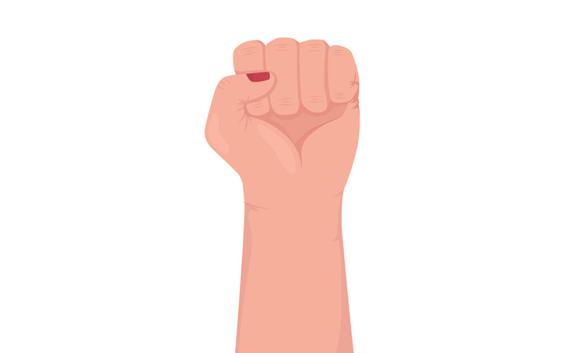 Feministischer Protest, halbflache Farbvektor-Handgeste