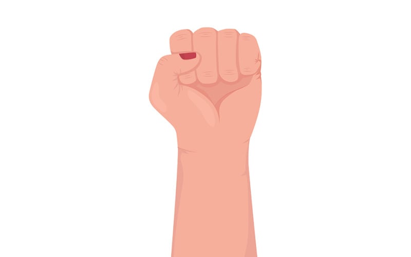 Gesto de mano vectorial de color semiplano de protesta feminista