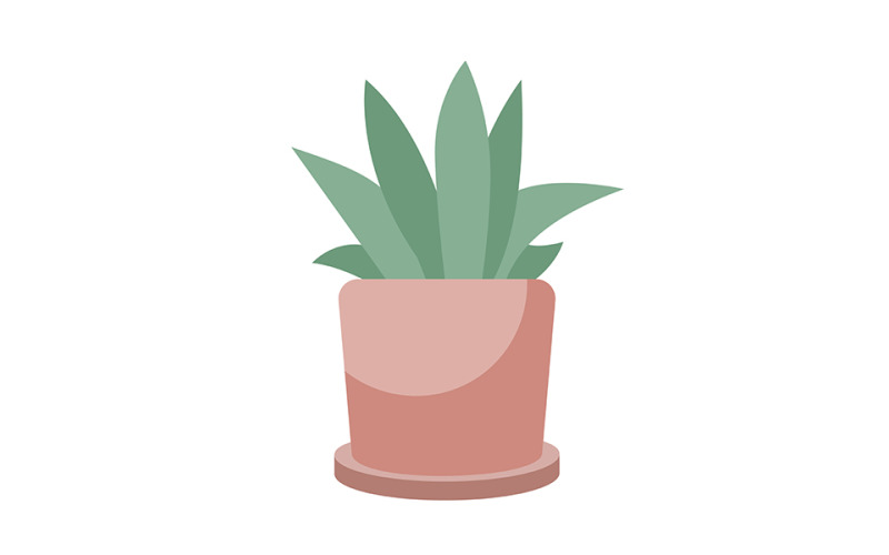 Plante d'intérieur en pot objet vectoriel de couleur semi-plat