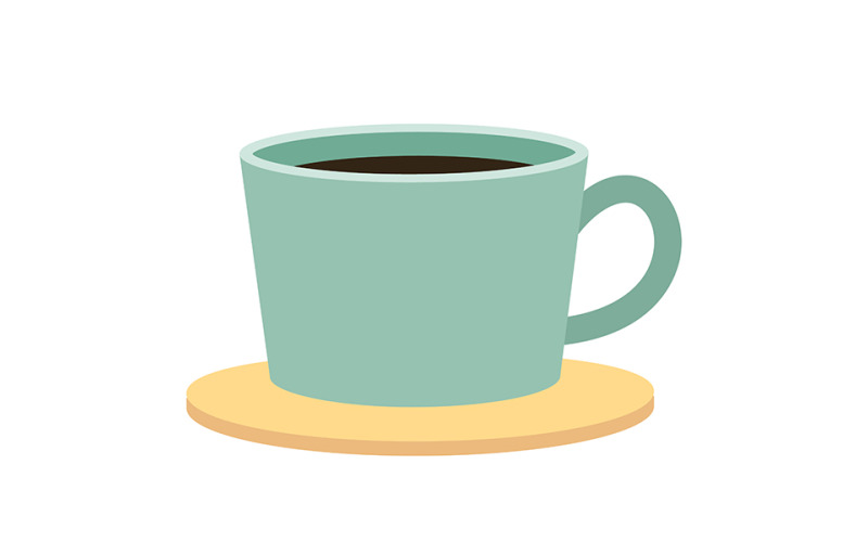 Xícara de café forte objeto de vetor de cor semi plana