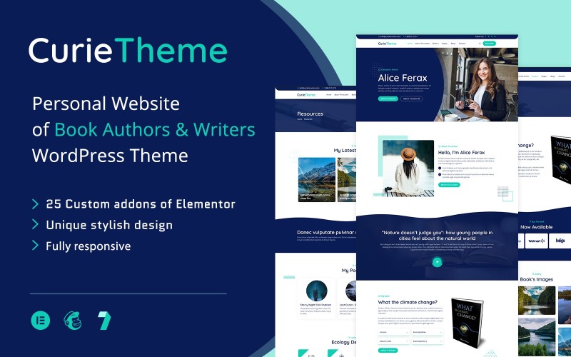 Curie – WordPress-tema för författare och skribenter