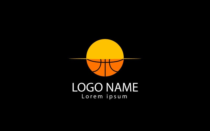 Design de logotipo de basquete e sol