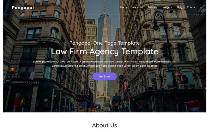 Pongopal - HTML šablona vstupní stránky advokátní kanceláře/agentury