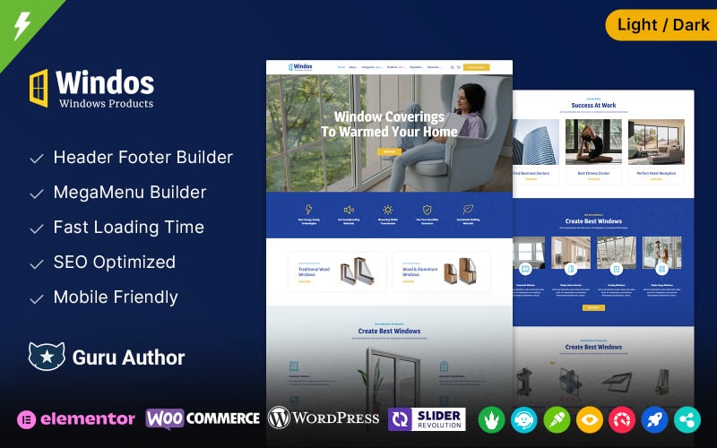 Windos - тема WooCommerce «Окна, двери и стекло»