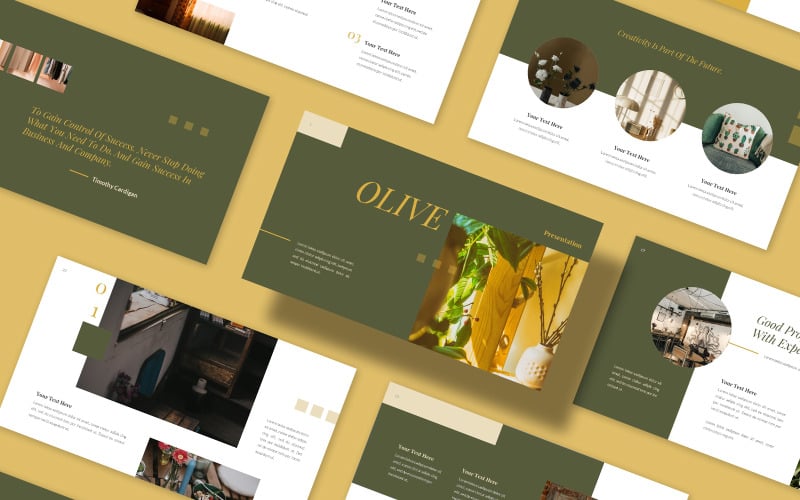 Olive - minimalistyczna prezentacja marki Szablon Powerpoint