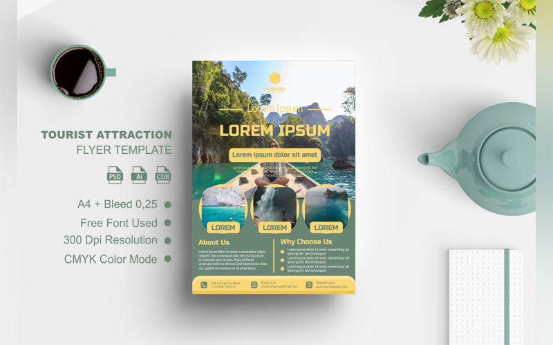 Plantilla de diseño de volante de turismo - TemplateMonster