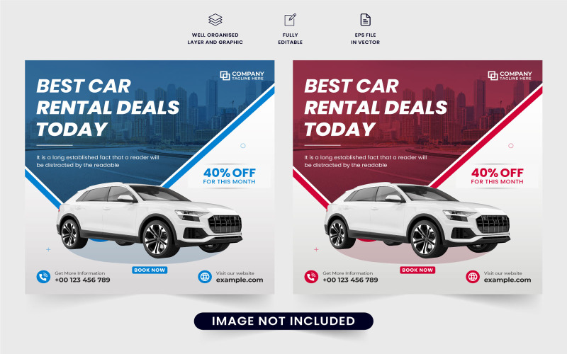 Banner web pubblicitario di noleggio auto