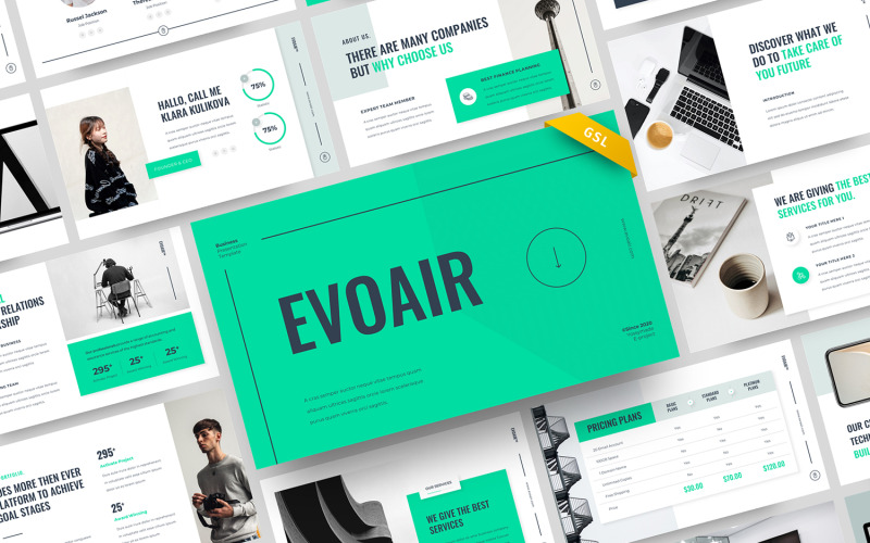 EVOAIR - Modelo de slides do Google para negócios