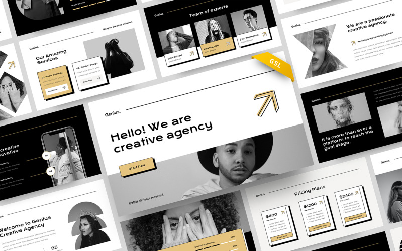 Genius – Agencja kreatywna Szablon slajdu Google