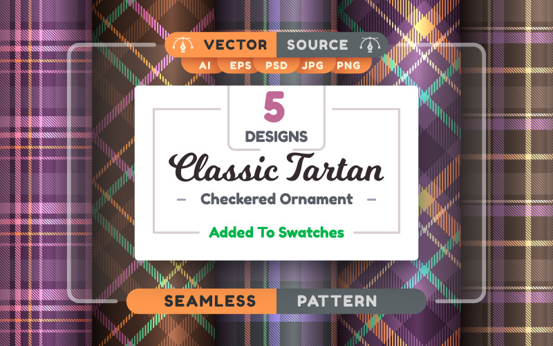 Set 5 Tartan Halloween Seamless Patterns | Elements PNG