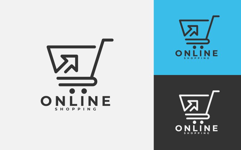 Modello di progettazione logo per lo shopping online con carrello per e-commerce Web o business.