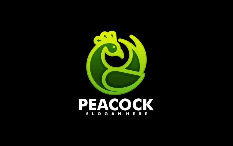 Peacock Line Art Farbverlauf Logo