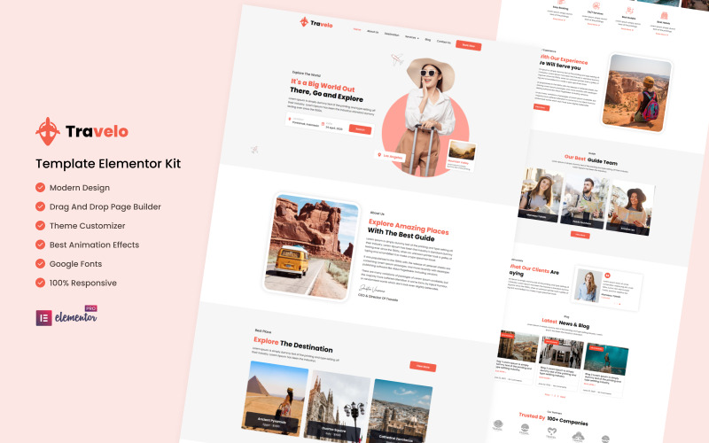 Travelo – Шаблон комплекту Elementor Tour and Travels