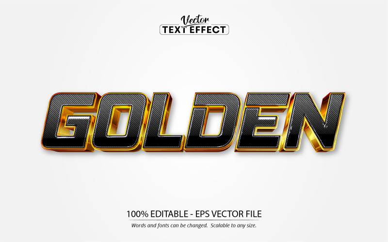 Gouden - bewerkbaar teksteffect, glanzende zwarte en gouden lichte tekststijl, grafische illustratie