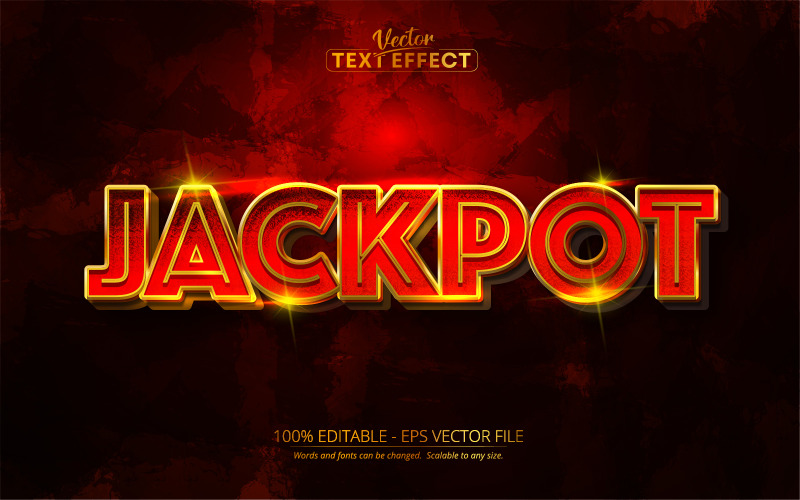 Jackpot - Szerkeszthető szövegeffektus, kalligráfia fémes arany szövegstílus, grafikus illusztráció